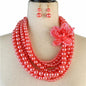 Pearl Flower 7 Layers Necklace Set