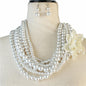 Pearl Flower 7 Layers Necklace Set