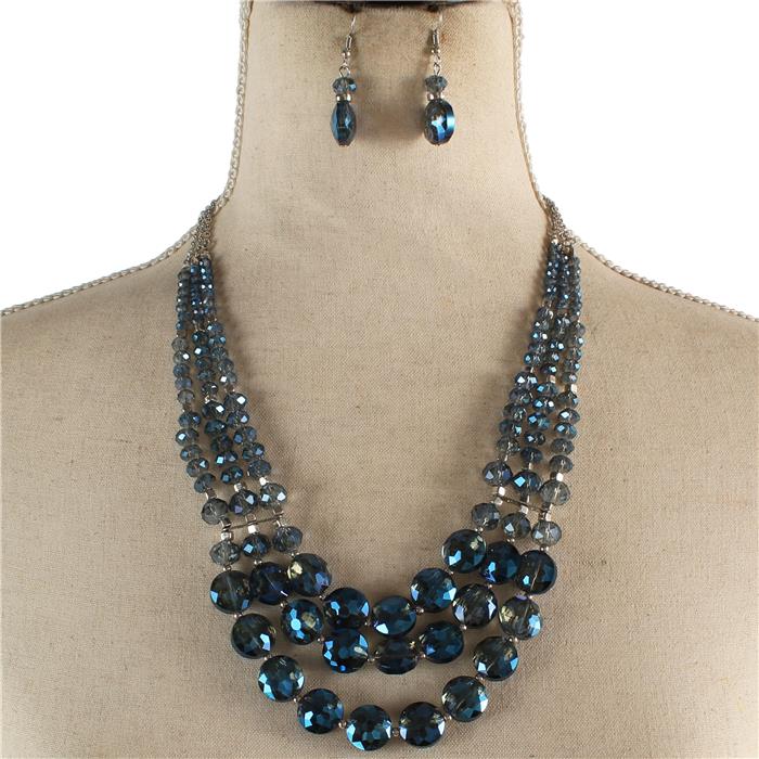 Fashion Crystal Beads Round Necklace Set