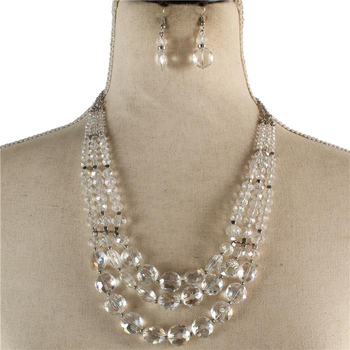 Fashion Crystal Beads Round Necklace Set