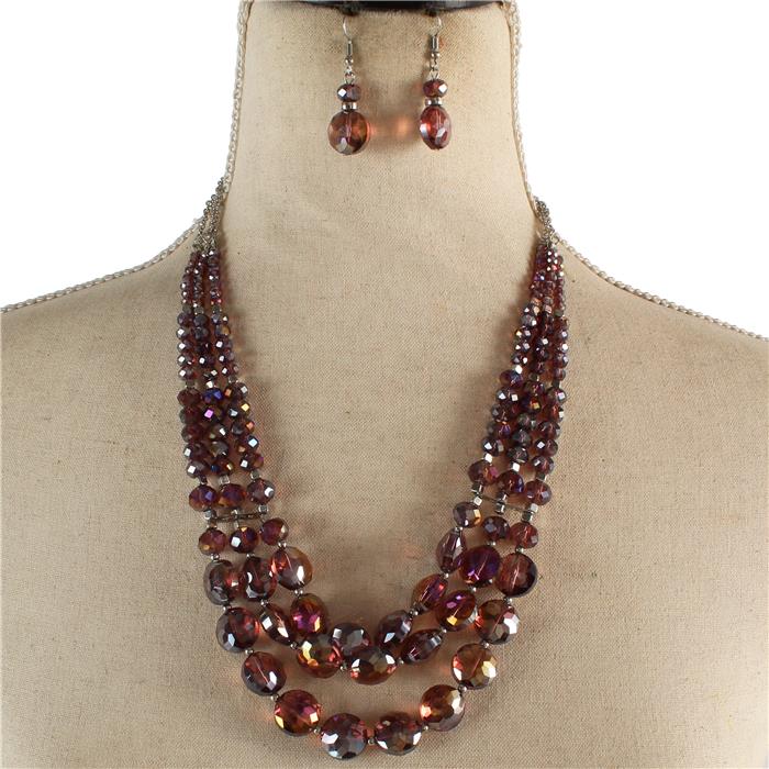 Fashion Crystal Beads Round Necklace Set