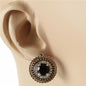 CZ Rhodium Round French Back  Earring