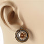 CZ Rhodium Round French Back  Earring