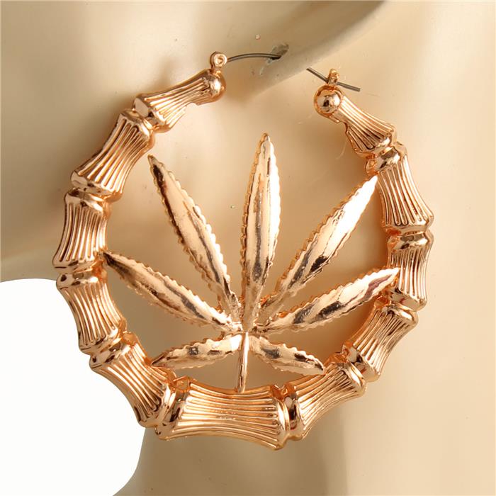 Metal Cannibis Hoop Earring