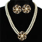 Pearl 2 Ln Flower Necklace Set