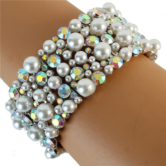 Pearl Crystal Casting Stretch Bracelet