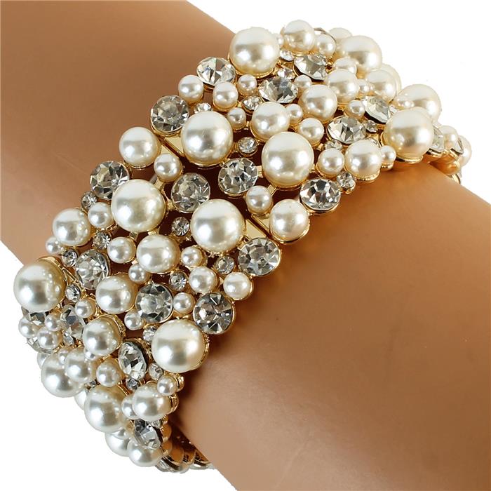 Pearl Crystal Casting Stretch Bracelet