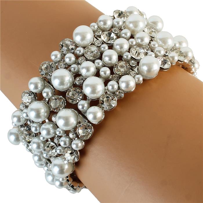 Pearl Crystal Casting Stretch Bracelet