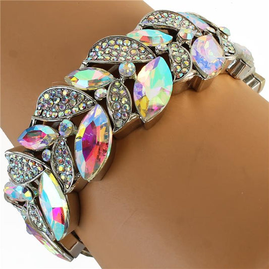 Crystal Leaves Stretch Bracelet