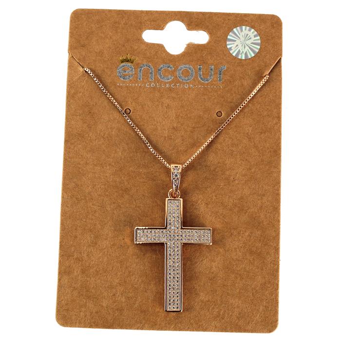 Cubic Zirconia Cross Charm Necklace