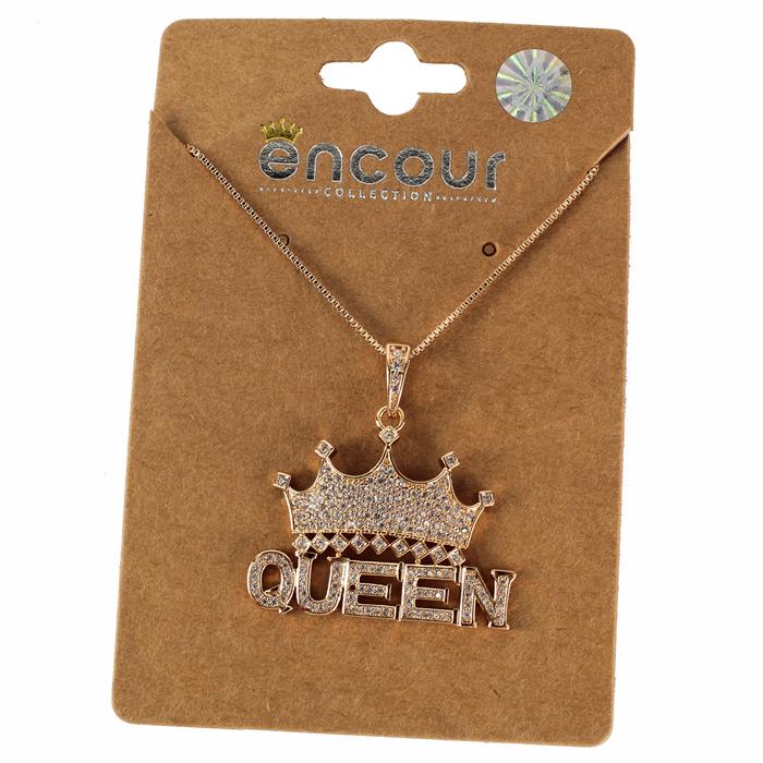 Cubic Zirconia QUEEN Charm Necklace