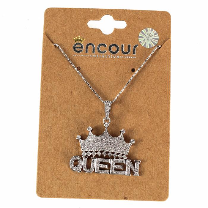 Cubic Zirconia QUEEN Charm Necklace