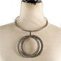 Hammered Metal Round With Rhinestone Choker Set