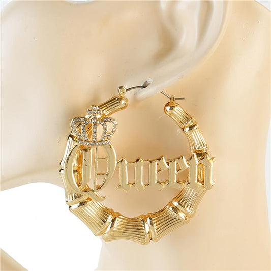 Queen Metal Hoop Earring