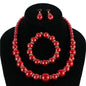 Pearl With Rhinestone 3 Pcs Necklace Set