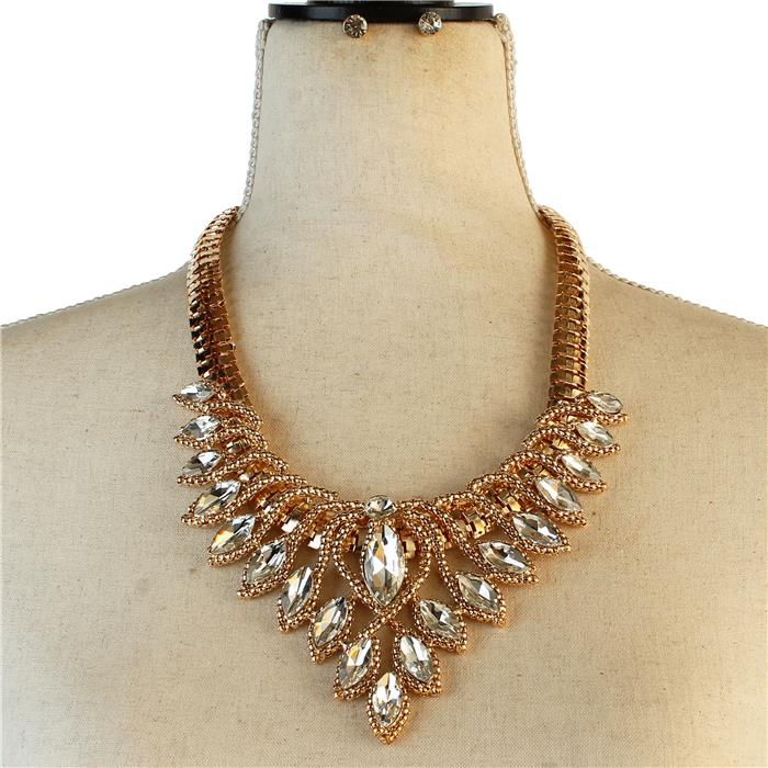 Fashion Metal Crystal Necklace Set