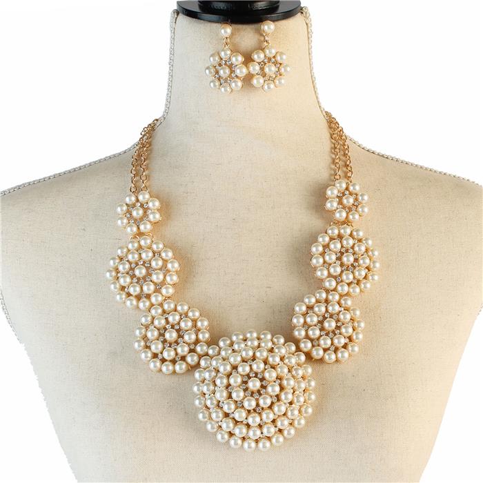 Pearl Round Chunky Necklace Set