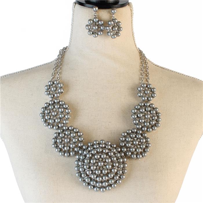 Pearl Round Chunky Necklace Set