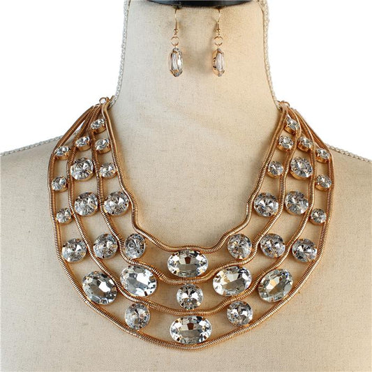 Fashion Rhinestone Wavy Necklace set