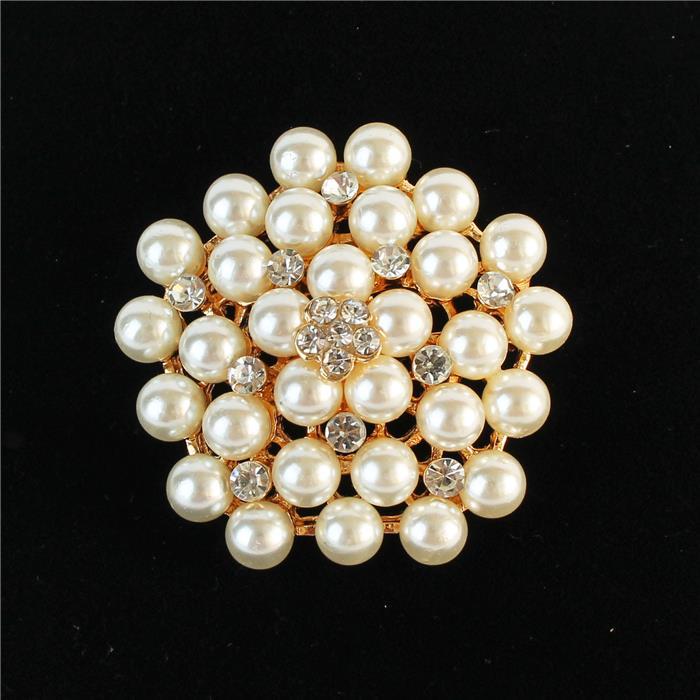 Pearl Stone Flower Brooch