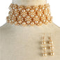 Fashion Pearls Flower Choker Neckace Set