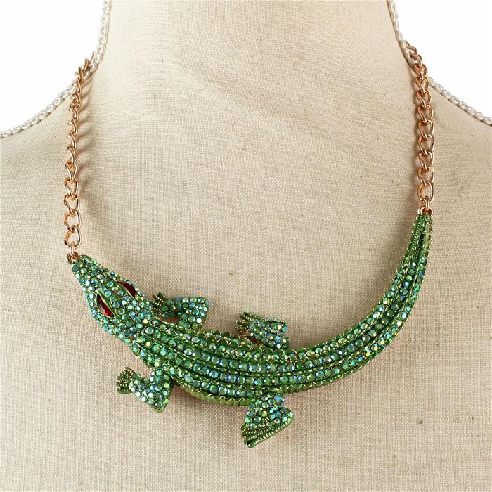 Crystal Alligator  Necklace