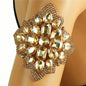 Glass Stones Square Chunky Arm Cuff Bangle