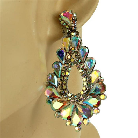 Crystal Teardrop Chandelier Clip-On Earring