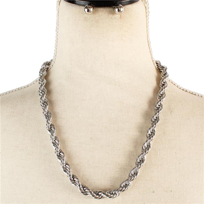 Metal Twist Chain Necklace Set