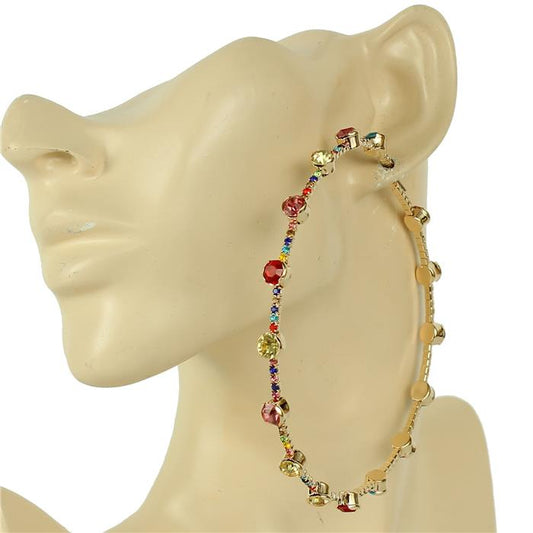 100mm Crystal Stones Hoop Earring