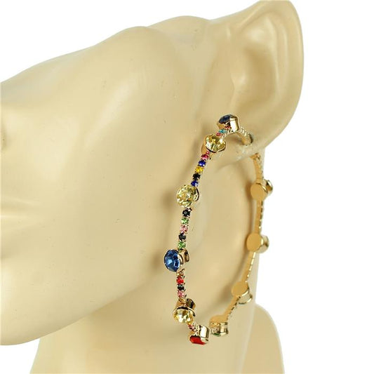 60mm Crystal Stones Hoop Earring