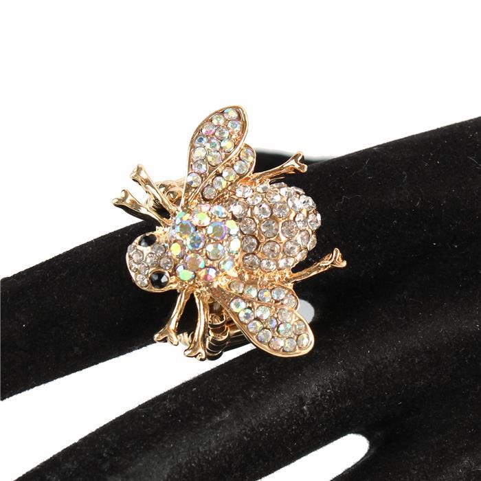 Rhinestones Bees Stretch Ring