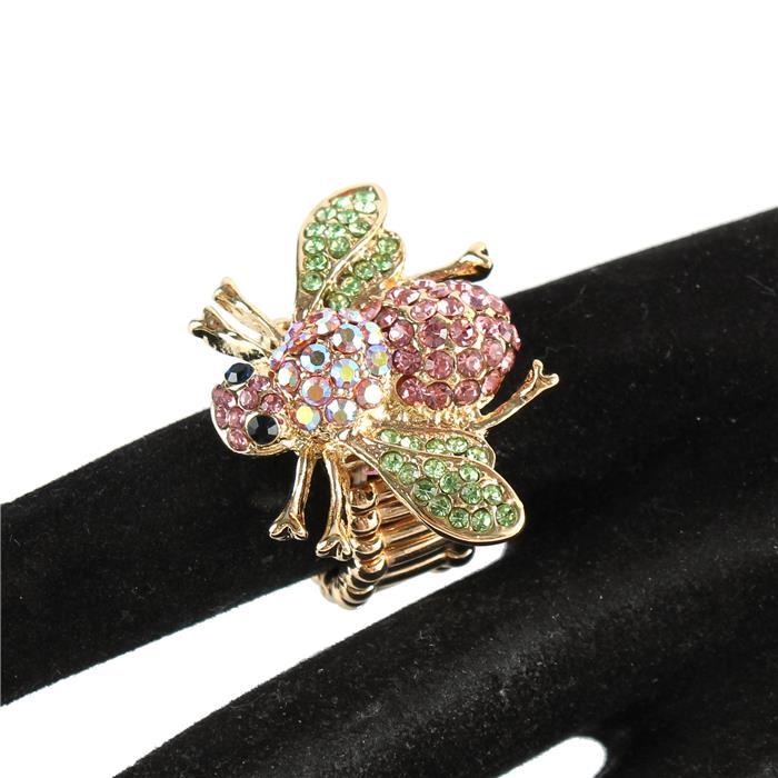 Rhinestones Bees Stretch Ring