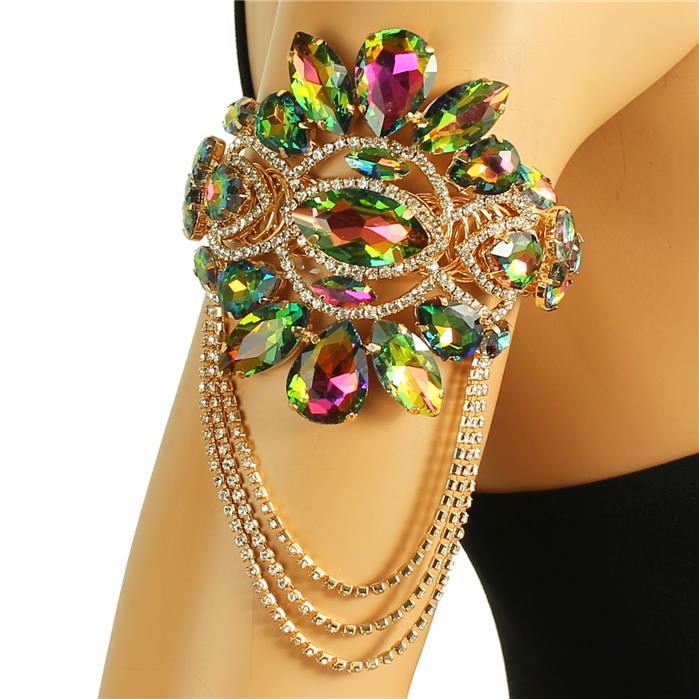 Glass Stones  Drop Arm Cuff / Bangle