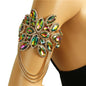 Glass Stones Leaves Shape Stones Chunky Arm Cuff Bangle