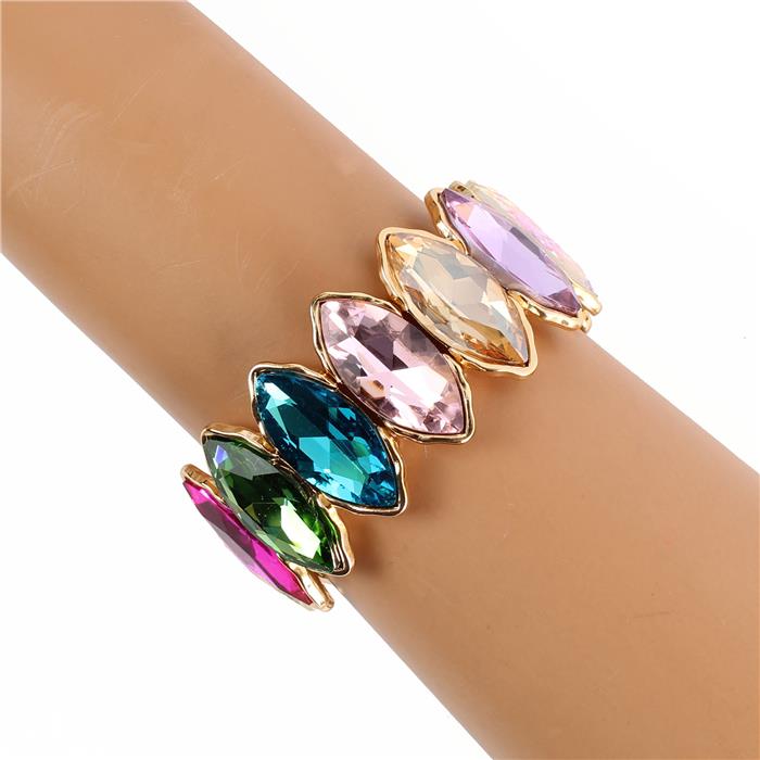 Crystal Leaves Stretch Bracelet