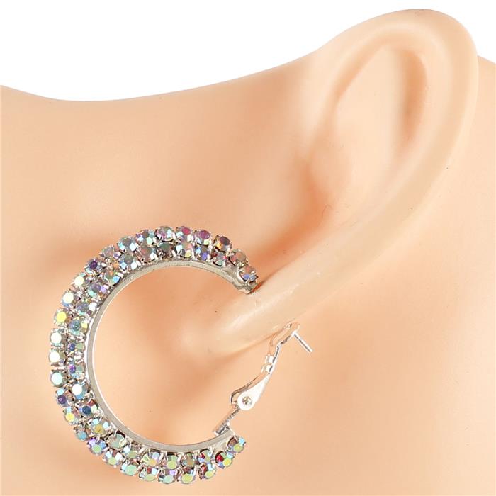 Rhinestones Hoop Earring