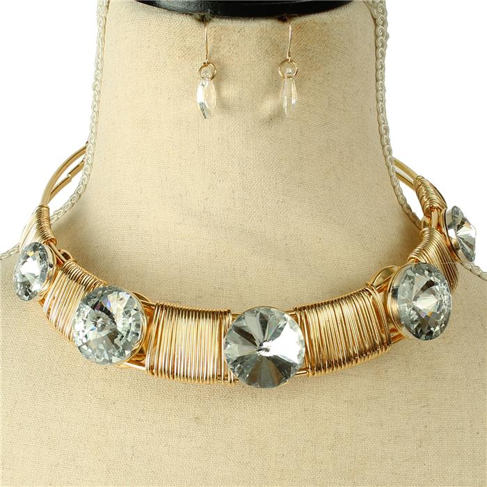 Fashion Chunky Crystal Choker Set