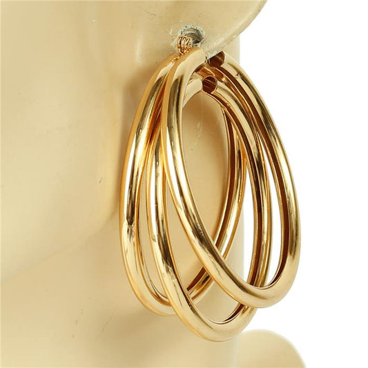 Metal ThreeLayereds Hoop Earring