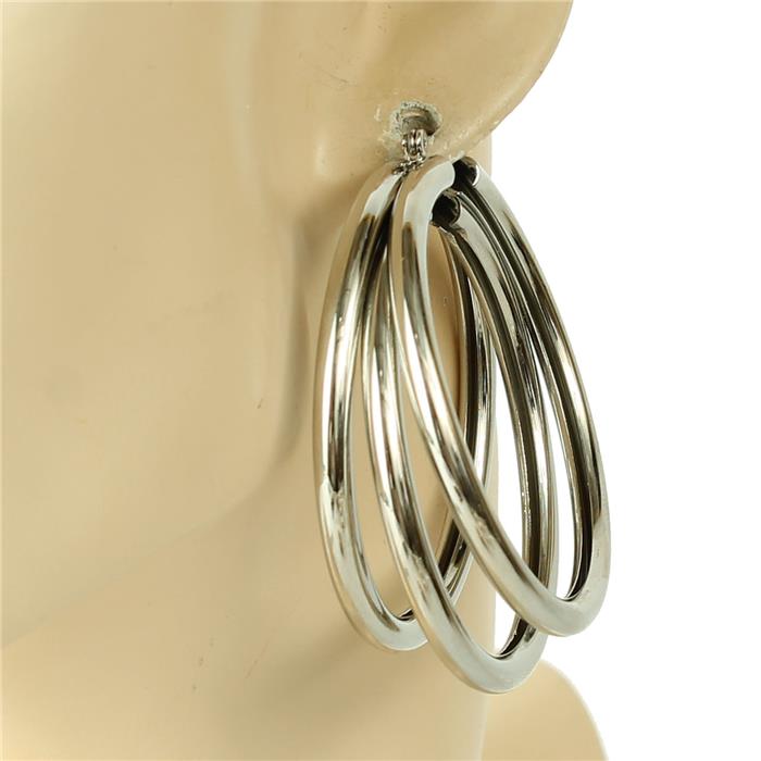 Metal ThreeLayereds Hoop Earring