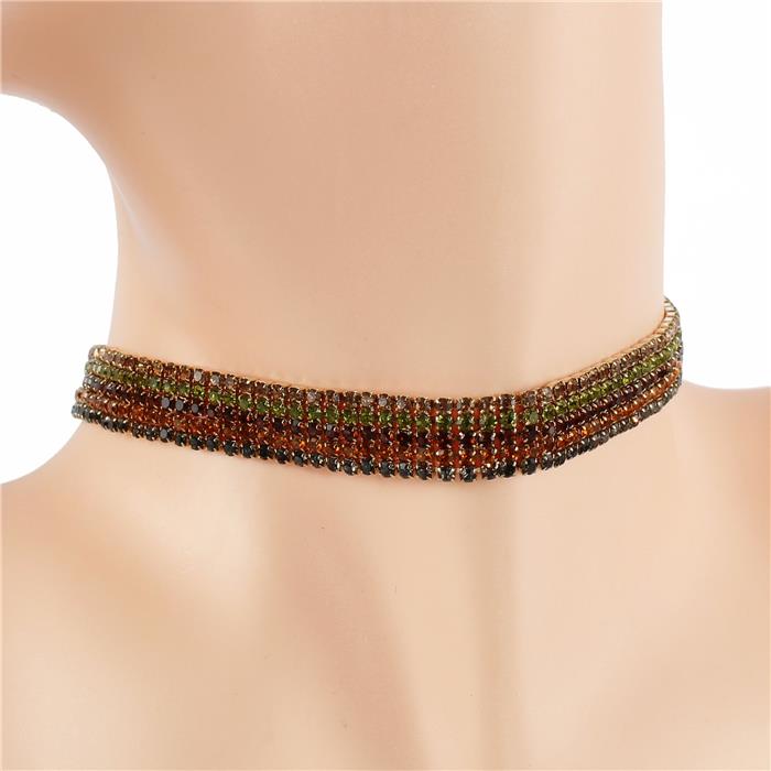 Rhinestones Casting Choker Necklace