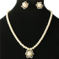 Pearls Pendant Flower Necklace Set