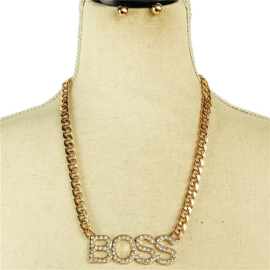 Metal Link Boss Necklace Set