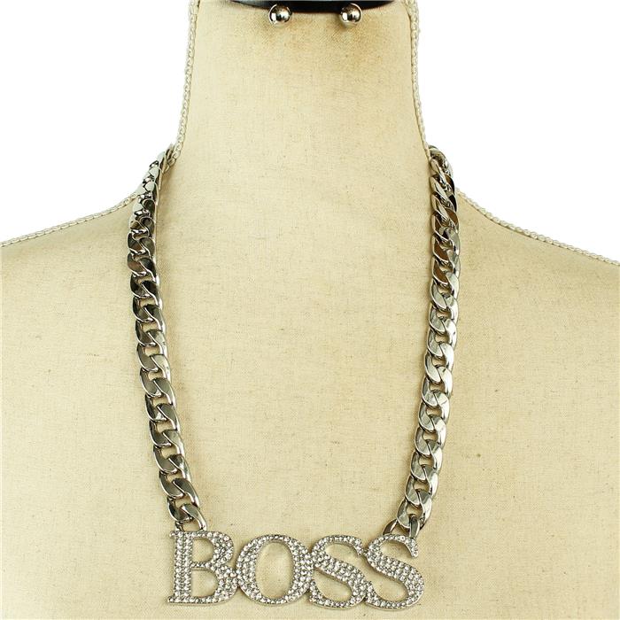 Metal Link Boss Necklace Set