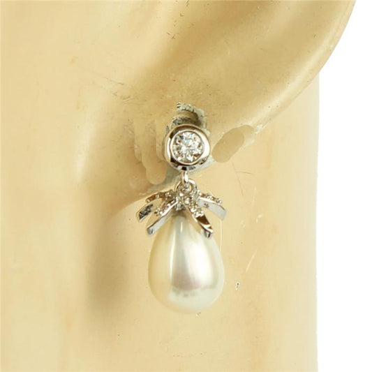 CZ Pearl Tear Earring