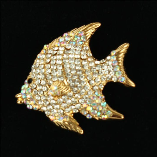 Crystal Fish  Brooch