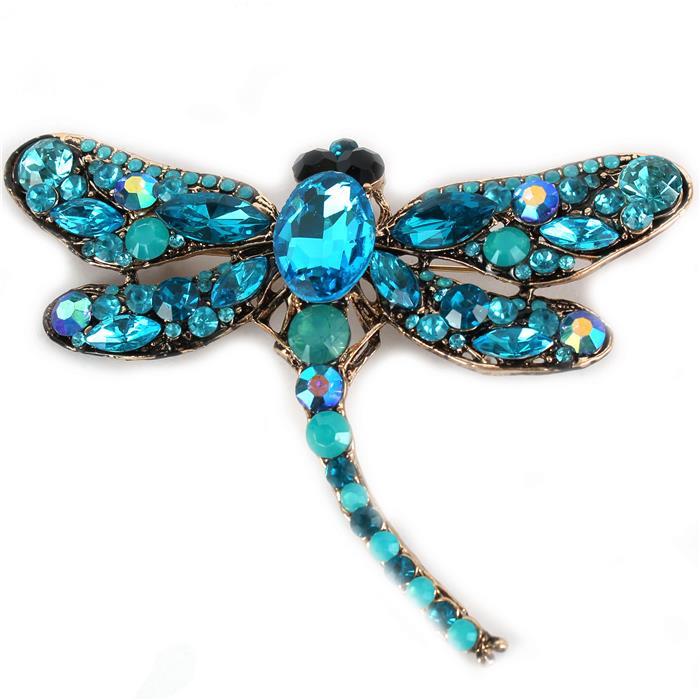 Crystal Dragonfly Brooch