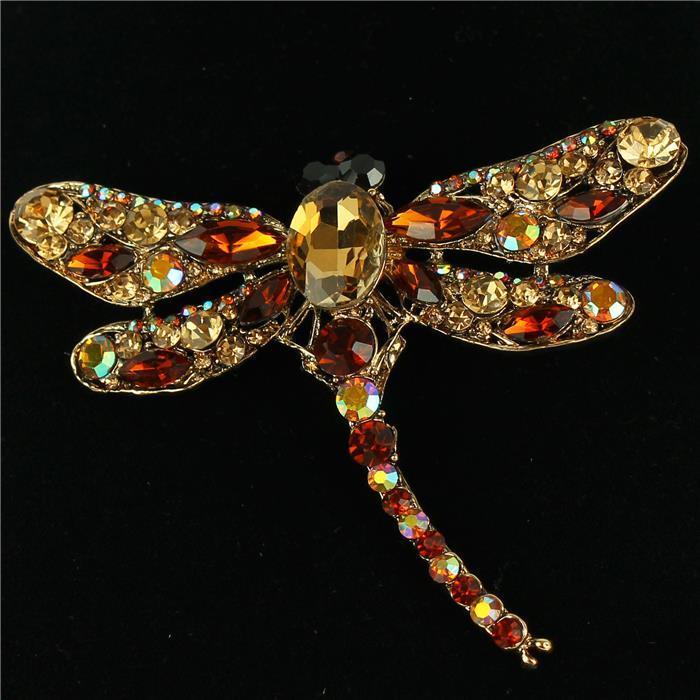 Crystal Dragonfly Brooch