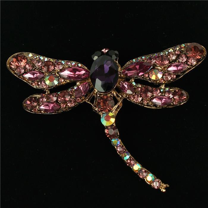 Crystal Dragonfly Brooch