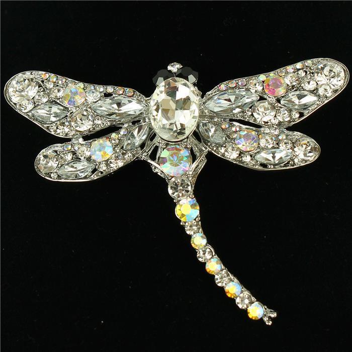 Crystal Dragonfly Brooch